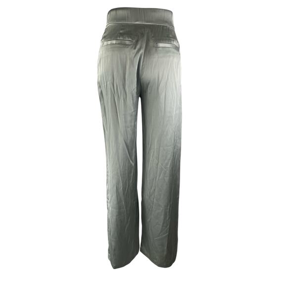 Abercrombie & Fitch Satin Pleated High Rise Straight Wide Leg Trousers Pants 25 - Picture 2 of 4